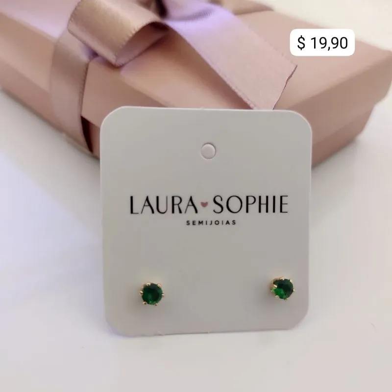 BRINCO PEDRA VERDE REDONDA 4 MM BRINCO PEDRA VERDE REDONDA 4 MM