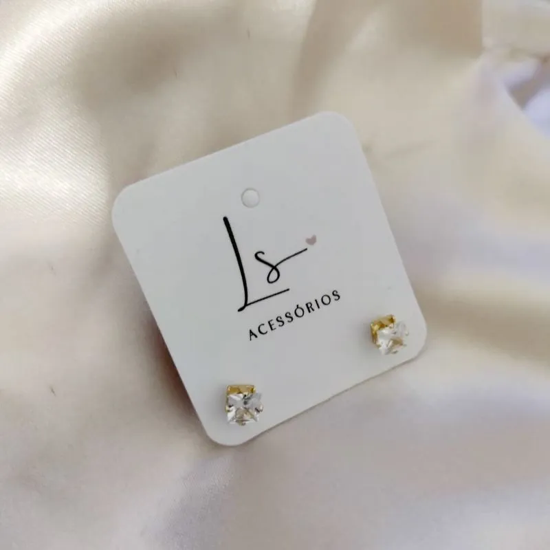 BRINCO PEDRA ZIRCONIA QUADRADA 5MM BRINCO PEDRA ZIRCONIA QUADRADA 5MM