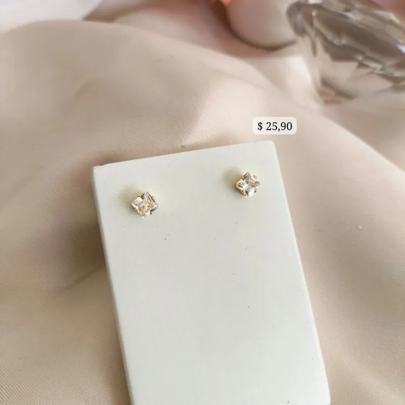 BRINCO SOLITARIO PEDRA QUADRADA ZIROCONIA P