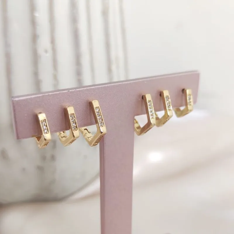 BRINCO TRIO DE ARGOLA COM 5 LADOS COM 1 FILA DE ZIRCONIA