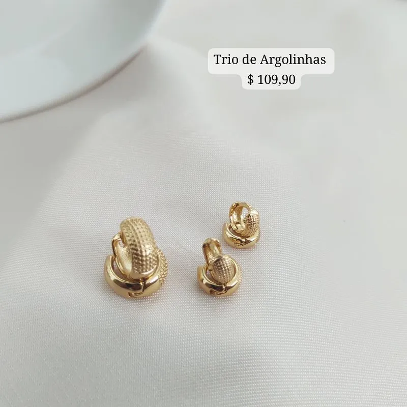 BRINCO TRIO DE ARGOLA FOSCA NA FRENTE P,M,G BRINCO TRIO DE ARGOLA FOSCA NA FRENTE P,M,G