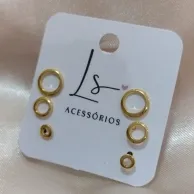 BRINCO TRIO DE BRINCOS CIRCULO 3/4/5MM VAZADO BRINCO TRIO DE BRINCOS CIRCULO 3/4/5MM VAZADO