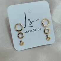 BRINCO TRIO DE CIRCULO VAZADO LISOS BRINCO TRIO DE CIRCULO VAZADO LISOS