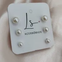 BRINCO TRIO DE PEROLA 6MM 5MM 4MM