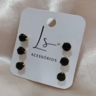 BRINCO TRIO EM ZIRCONIA PRETA REDONDA 5/5/5MM GALERIA IMPORTADA BRINCO TRIO EM ZIRCONIA PRETA REDONDA 5/5/5MM GALERIA IMPORTADA