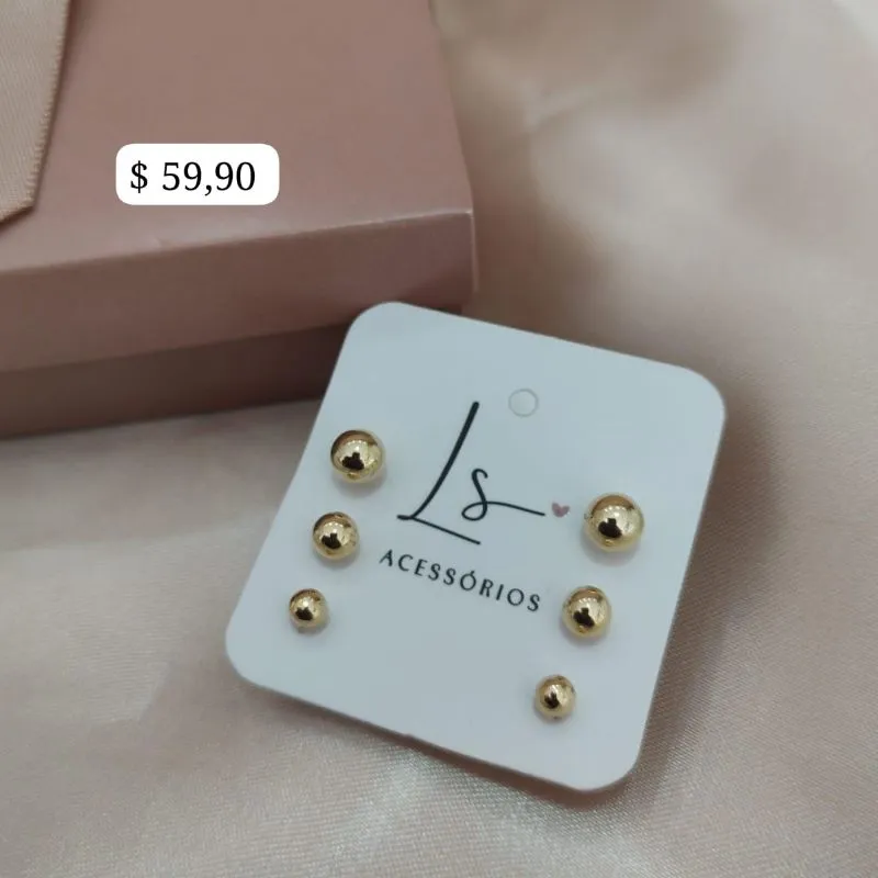 BRINCO TRIO ESFERAS LISAS BRINCO TRIO ESFERAS LISAS