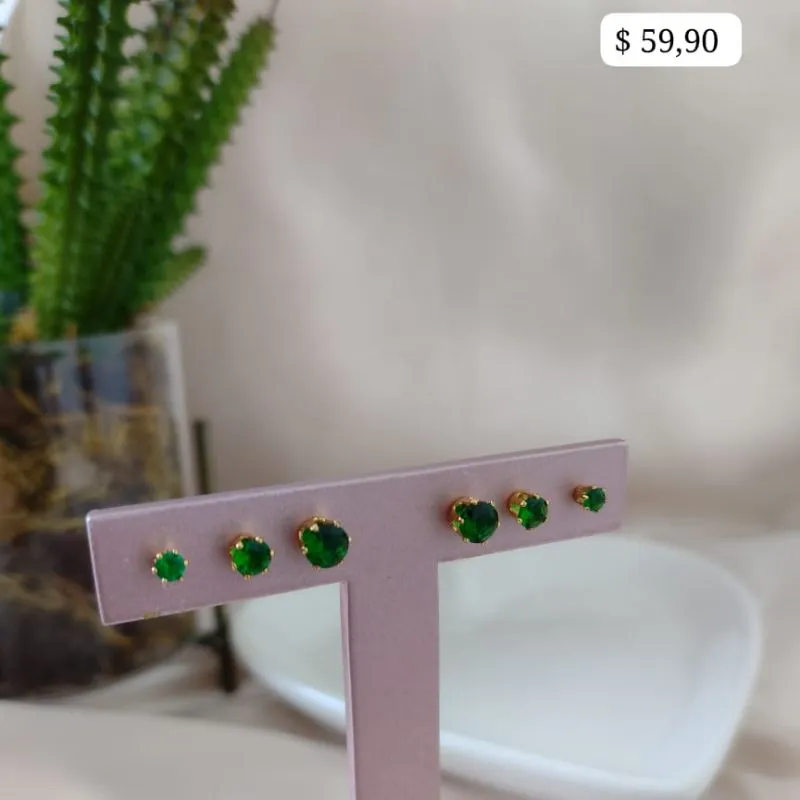 BRINCO TRIO PEDRA VERDE BRINCO TRIO PEDRA VERDE