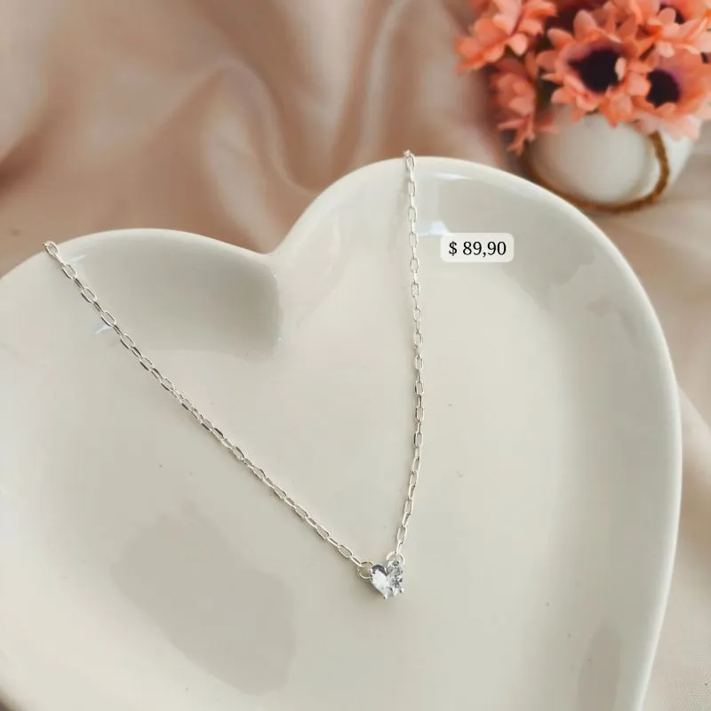 CHOKER CARTIER COM PINGENTE DE CORAÇÃO ZIRCONIA B. A PRATA 925 CHOKER CARTIER COM PINGENTE DE CORAÇÃO ZIRCONIA B. A PRATA 925