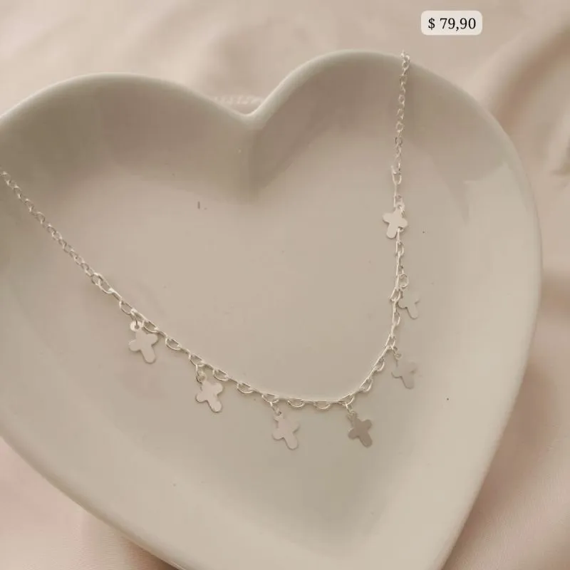 CHOKER COM PLACAS DE CHAPINHAS DE CHUZ B. A PRATA 925 CHOKER COM PLACAS DE CHAPINHAS DE CHUZ B. A PRATA 925