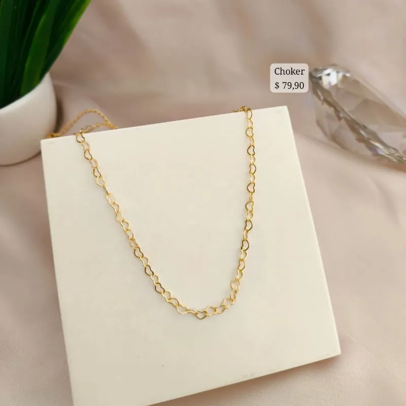 CHOKER CORAÇÃO ENTRELACADOS 5MM CHOKER CORAÇÃO ENTRELACADOS 5MM