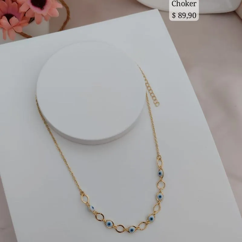 CHOKER DE OLHO GREGO COM ELOS CRAQUELADOS
