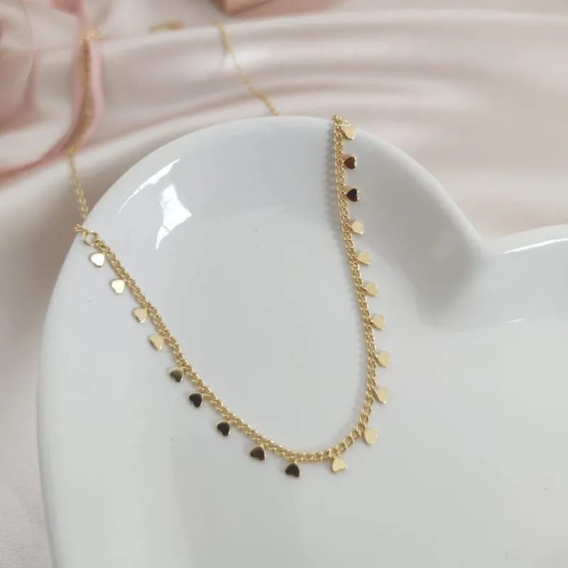 CHOKER ELO PORTUGUES COM CORAÇÕES PENDURADAS CHOKER ELO PORTUGUES COM CORAÇÕES PENDURADAS