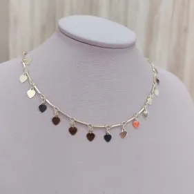 CHOKER PLACAS DE CORAÇÃO CHATADO LISO CHOKER PLACAS DE CORAÇÃO CHATADO LISO