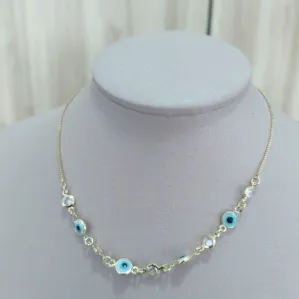 CHOKER VENEZIANA COM OLHO GREGO CLARO E PEDRAS EM ZIRCONIA
