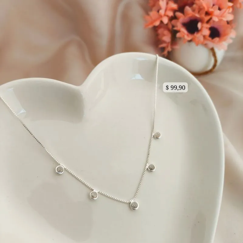 CHOKER VENEZIANA COM PEDRAS DE ZIRCONIA REDONDA B. A PRATA 925 CHOKER VENEZIANA COM PEDRAS DE ZIRCONIA REDONDA B. A PRATA 925