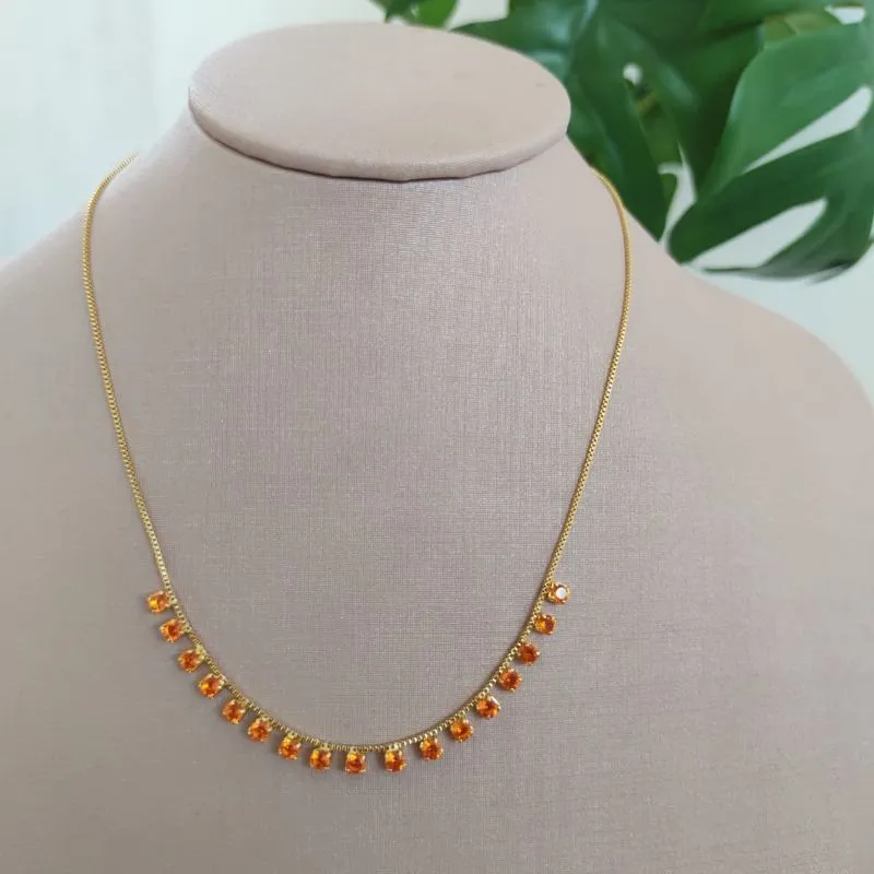 CHOKER VENEZIANA COM PEDRAS LARANJA