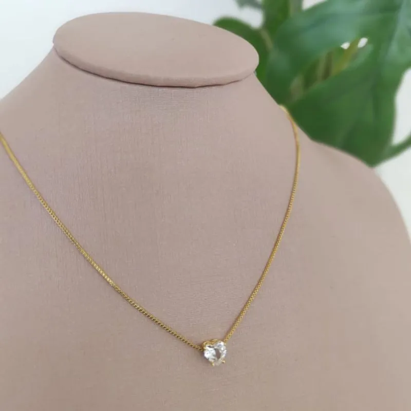 CHOKER VENEZIANA COM PINGENTE DE CORAÇÃO EM ZIRCONIA CHOKER VENEZIANA COM PINGENTE DE CORAÇÃO EM ZIRCONIA