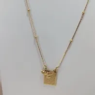 COLAR CABELO DE ANJO COM ESFERAS E PLACA COM ORAÇÃO E ESPIRITO SANTO