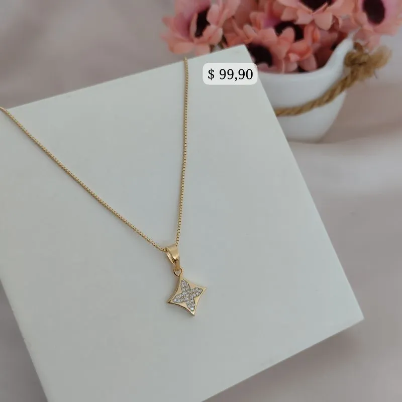 COLAR COM PINGENTE ESTRELA DE 4 PONTAS
