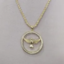 COLAR CORDÃO BAIANO PINGENTE MANDALA ESPIRITO SANTO CRAVEJADO ZIRCONIA AO REDOR COLAR CORDÃO BAIANO PINGENTE MANDALA ESPIRITO SANTO CRAVEJADO ZIRCONIA AO REDOR