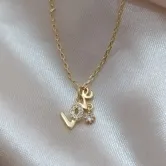 COLAR ELO CARTIER FINO PINGENTE LOVE O CRAVEJADO E PONTO DE LUZ ZIRCONIA