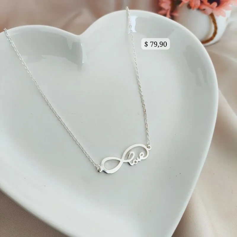 COLAR ELO PORTUGUES COM PINGENTE DO INFINITO E NOME LOVE B. A PRATA 925 COLAR ELO PORTUGUES COM PINGENTE DO INFINITO E NOME LOVE B. A PRATA 925