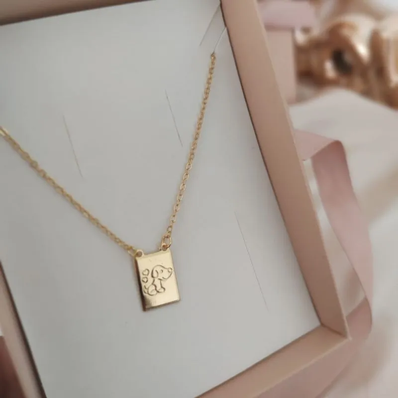 COLAR ELO PORTUGUES COM PINGENTE PLACA COM GATINHA