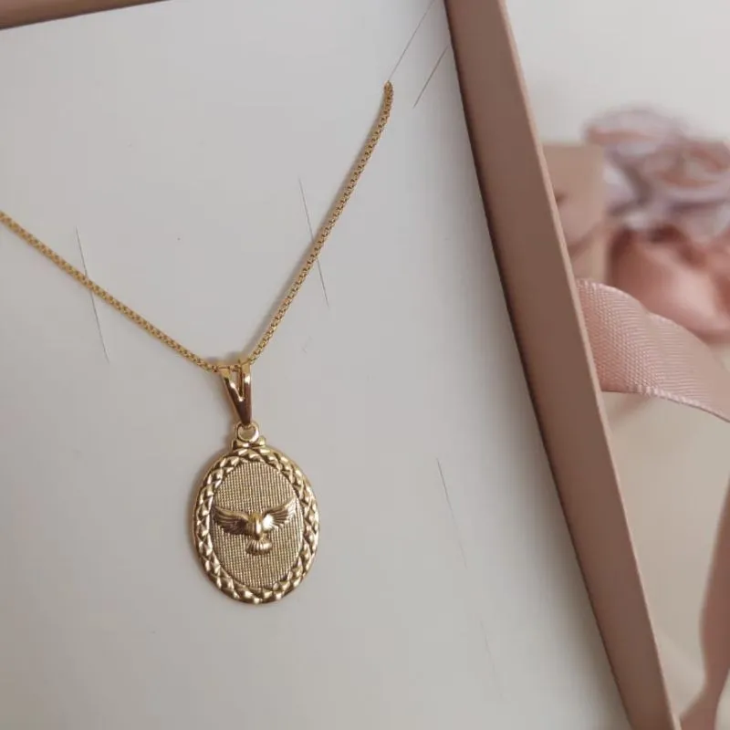 COLAR ESPÍRITO SANTO COM PLACA OVAL FOSCA COLAR ESPÍRITO SANTO COM PLACA OVAL FOSCA