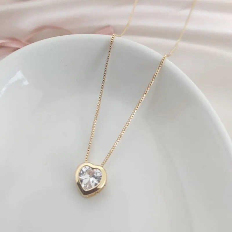 COLAR PINGENTE DE CORAÇÃO CAIXA FECHADA 10MM