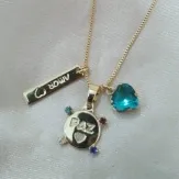 COLAR VENESIANA 3 PINGENTES PAZ AMOR E CORAÇÃO ZIRCONIA COLORIDA COLAR VENESIANA 3 PINGENTES PAZ AMOR E CORAÇÃO ZIRCONIA COLORIDA