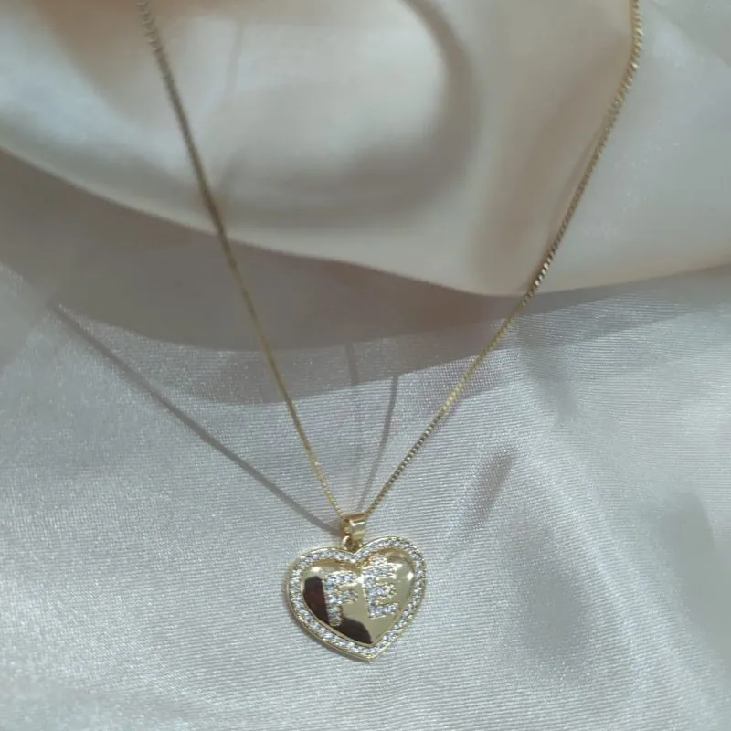 COLAR VENESIANA PINGENTE CORAÇÃO FÉ CRAVEJADO ZIRCONIA COLAR VENESIANA PINGENTE CORAÇÃO FÉ CRAVEJADO ZIRCONIA