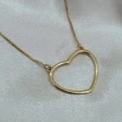 COLAR VENESIANA PINGENTE CORAÇÃO VAZADO LISO 19MM