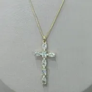 COLAR VENESIANA PINGENTE CRUZ CRAVEJADA ZIRCONIA RETANGULAR COLAR VENESIANA PINGENTE CRUZ CRAVEJADA ZIRCONIA RETANGULAR