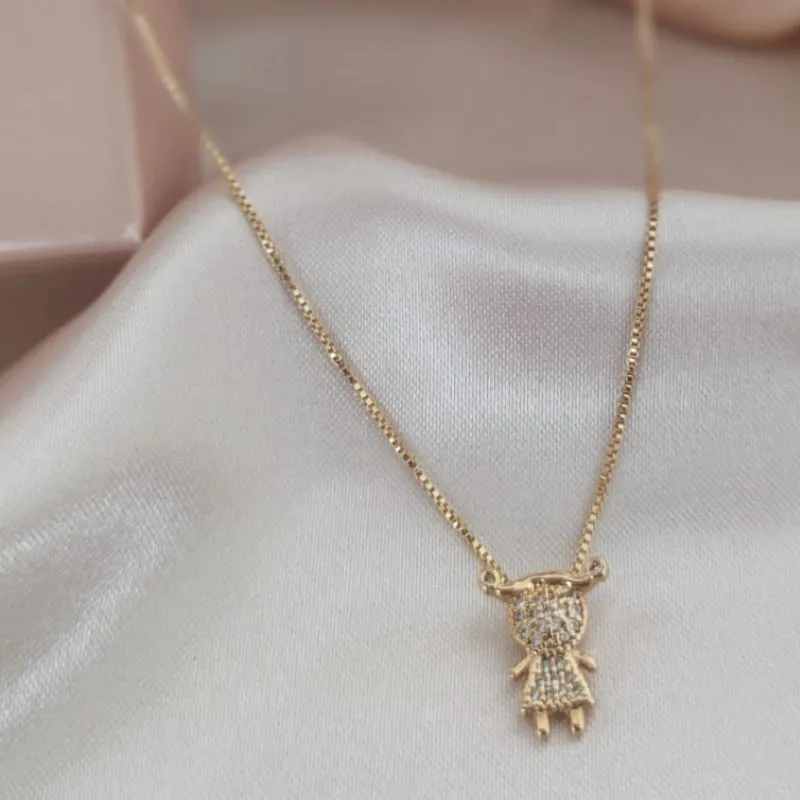 COLAR VENESIANA PINGENTE FILHA CRAVEJADA ZIRCONIA 13MM COLAR VENESIANA PINGENTE FILHA CRAVEJADA ZIRCONIA 13MM