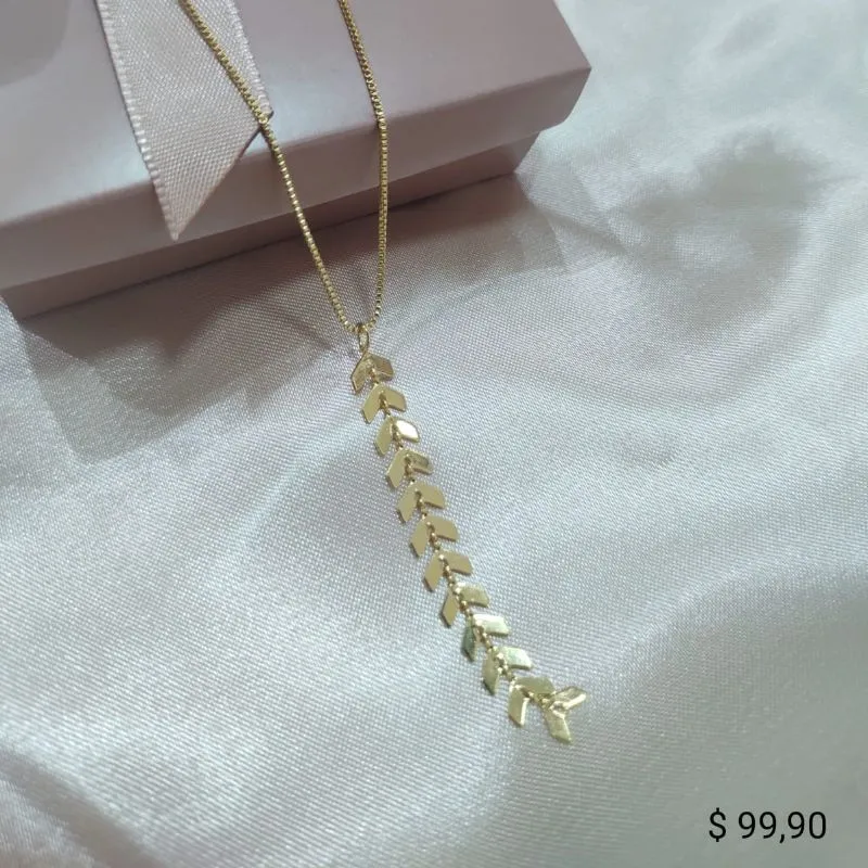 COLAR VENESIANA PINGENTE FOLHAGEM