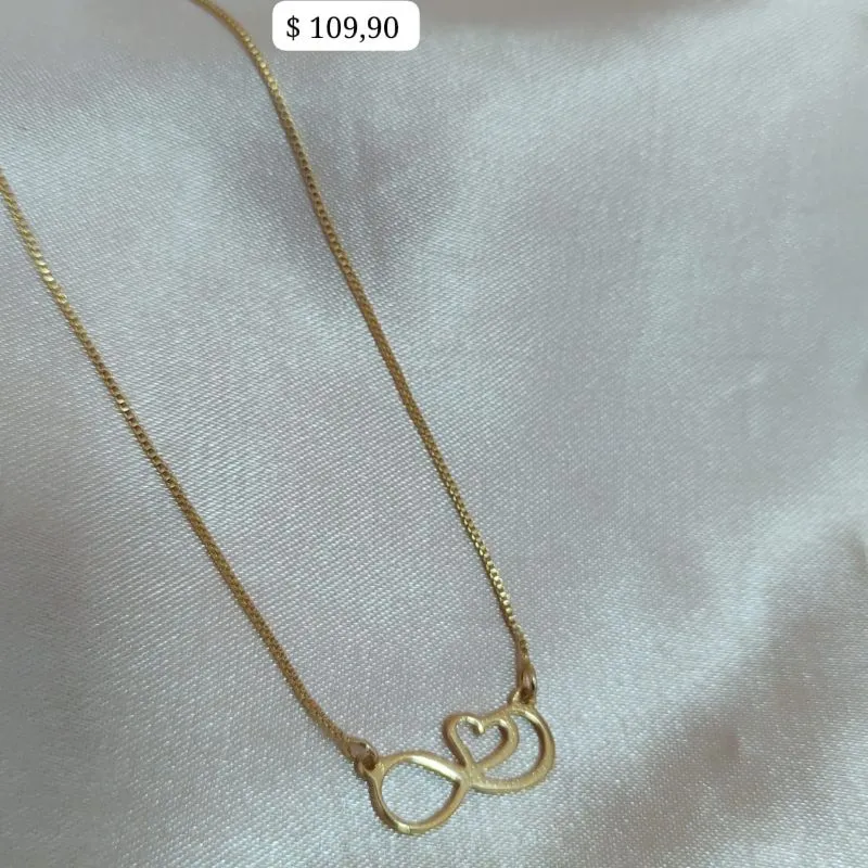 COLAR VENESIANA PINGENTE INFINITO VAZADO COM CORAÇÃO
