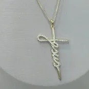 COLAR VENESIANA PINGENTE JESUS CRAVEJADO ZIRCONIA