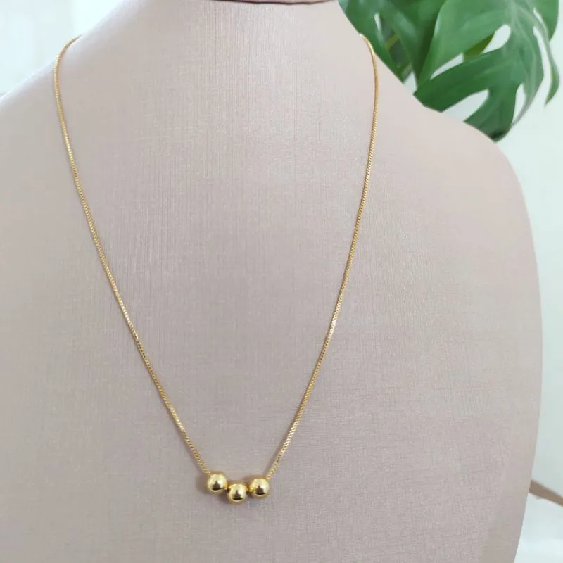 COLAR VENEZIANA COM PINGENTE 3 ESFERAS 6MM COLAR VENEZIANA COM PINGENTE 3 ESFERAS 6MM