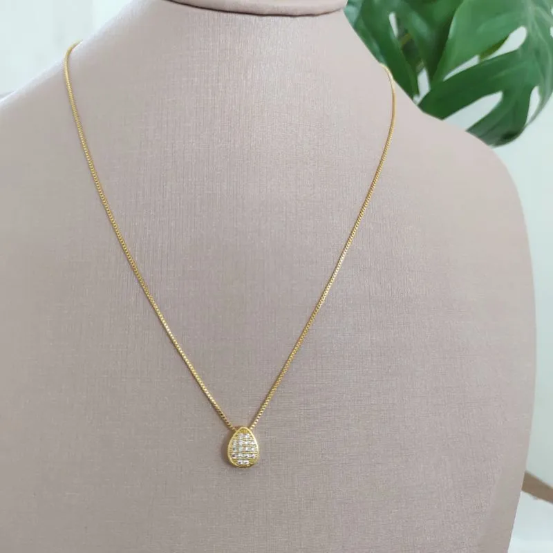 COLAR VENEZIANA COM PINGENTE DE GOTA CRAVEJADO EM ZIRCONIA