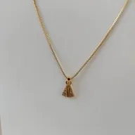 COLAR VENEZIANA PINGENTE DE NOSSA SENHORA PEDRAS ZIRCONIA COLORIDAS