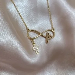 COLAR VENEZIANA PINGENTE INFINITO FÉ COM CRUZ CRAVEJADA ZIRCONIA COLAR VENEZIANA PINGENTE INFINITO FÉ COM CRUZ CRAVEJADA ZIRCONIA