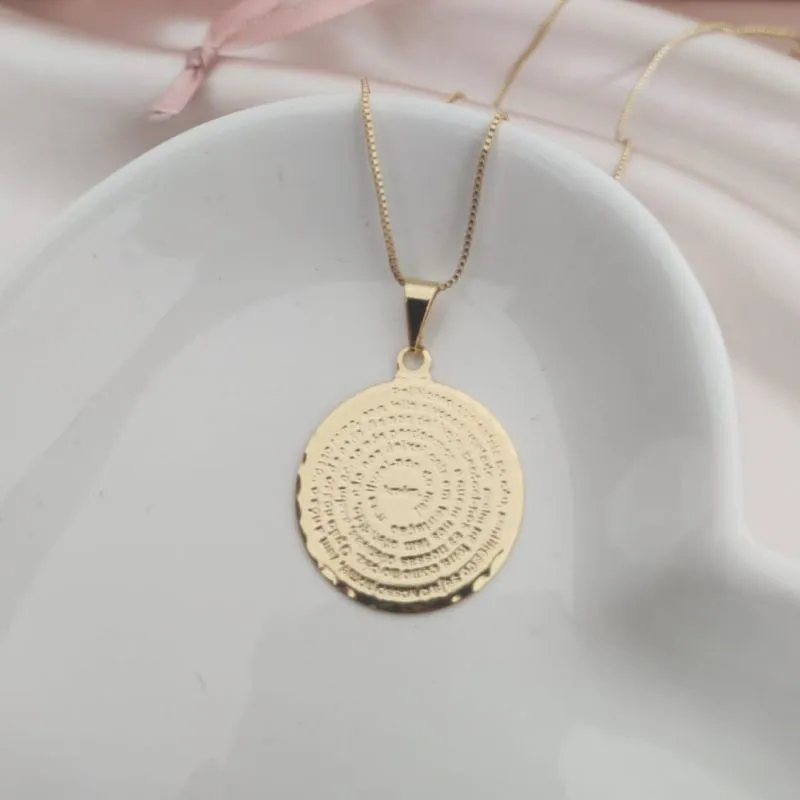 COLAR VENEZIANA PINGENTE MANDALA ORAÇÃO PAI NOSSO