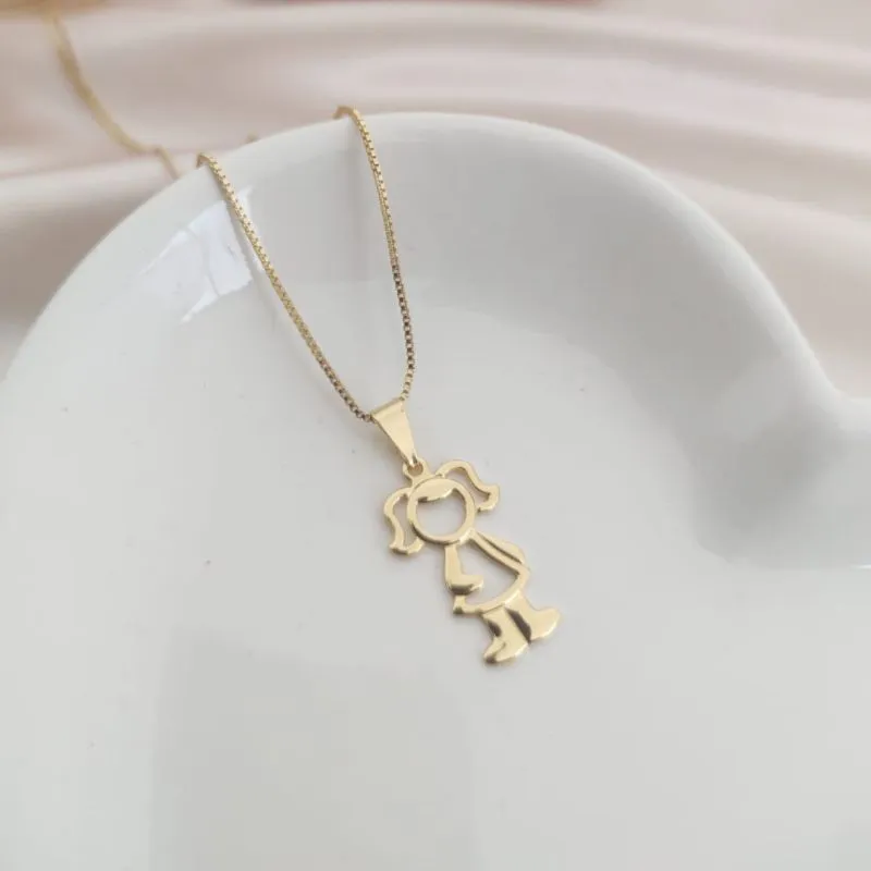 COLAR VENEZIANA PINGENTE MENINA VAZADA FILHOS