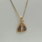 COLAR VENEZIANA PINGENTE NOSSA SENHORA APARECIDA ZIRCONIA AZUL