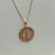 COLAR VENEZIANA PINGENTE NOSSA SENHORA APARECIDA ZIRCONIA COLORIDA COLAR VENEZIANA PINGENTE NOSSA SENHORA APARECIDA ZIRCONIA COLORIDA
