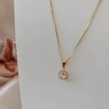 COLAR VENEZIANA PINGENTE PEDRA QUADRADA CRAVEJADA ZIRCONIA AO REDOR COLAR VENEZIANA PINGENTE PEDRA QUADRADA CRAVEJADA ZIRCONIA AO REDOR