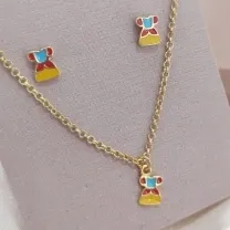 CONJUNTO INFANTIL RESINADO ELO PORTUGUES VESTIDO