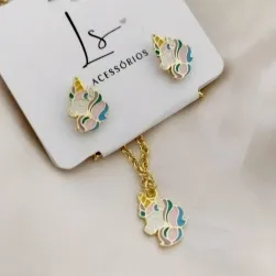 CONJUNTO INFANTIL RESINADO UNICORNIO