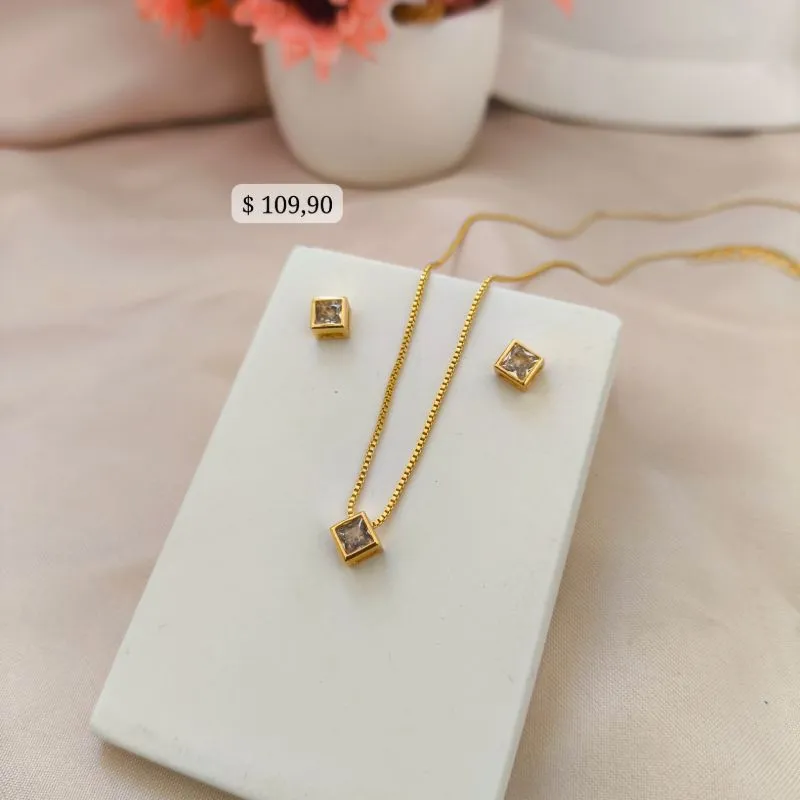 CONJUNTO PEDRA QUADRADA CAIXA FECHADA P