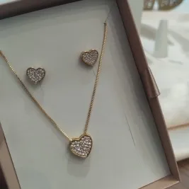 CONJUNTO VENEZIANA CORAÇÃO PREENCHIDO CRAVEJADO MICRO ZIRCONIA CONJUNTO VENEZIANA CORAÇÃO PREENCHIDO CRAVEJADO MICRO ZIRCONIA